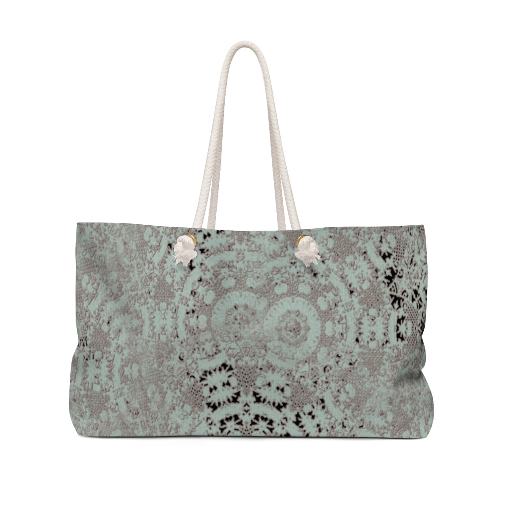 Victorian lace print weekender bag, large, design 51