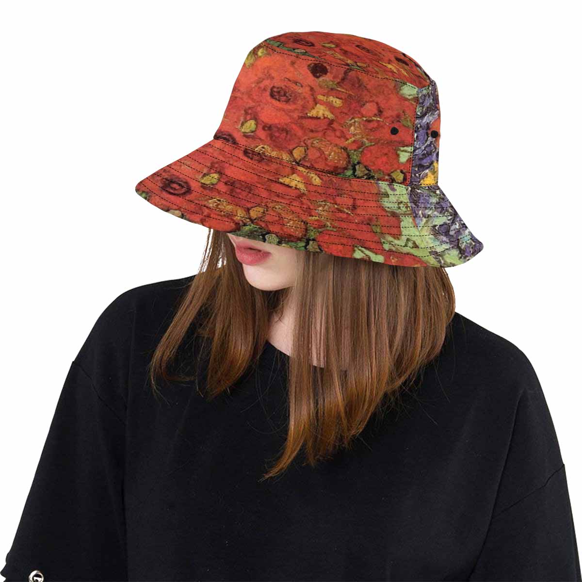 Vintage floral unisex bucket boonie Hat, outdoors hat, Design 47