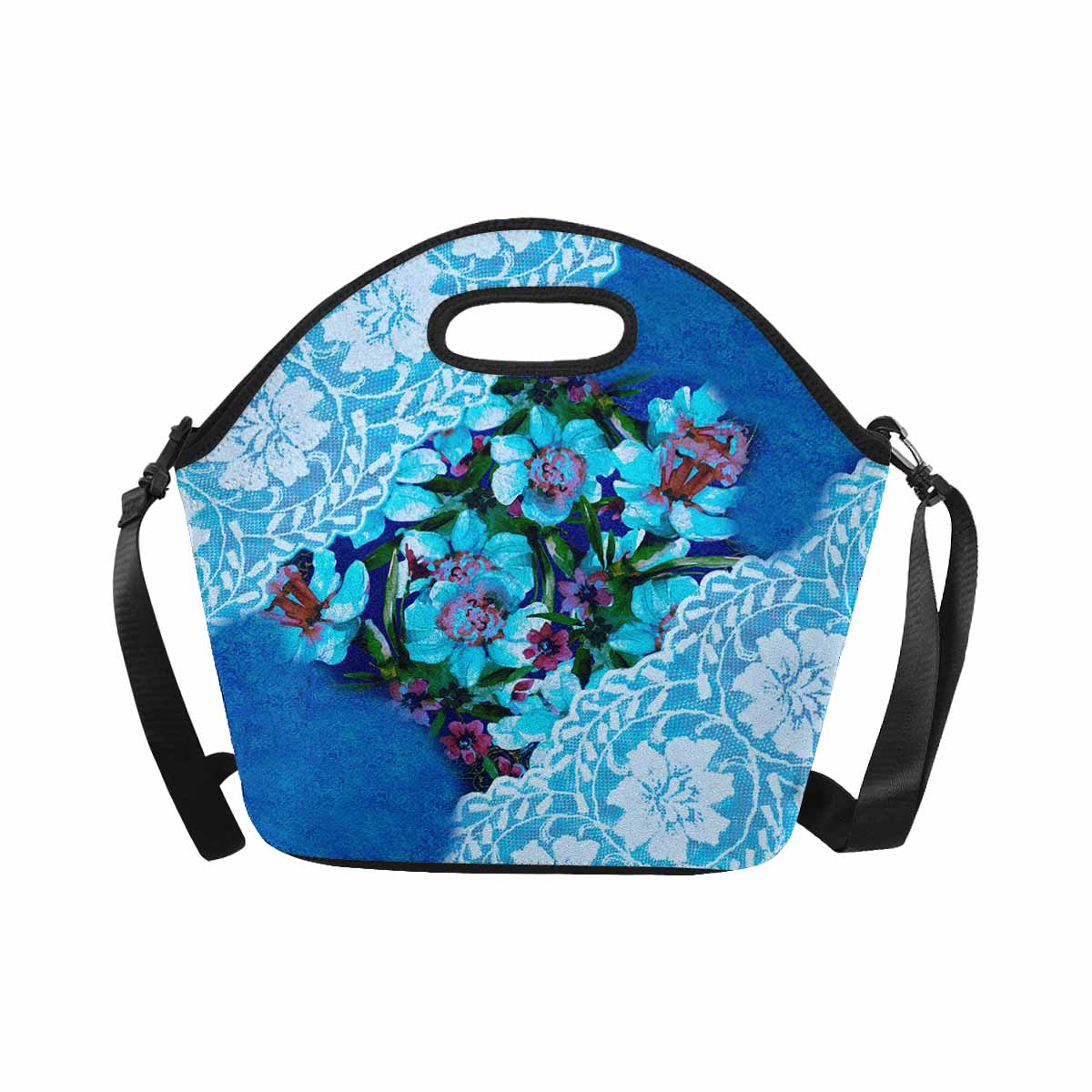 Victorian lace print insulated lunch bag, design 49