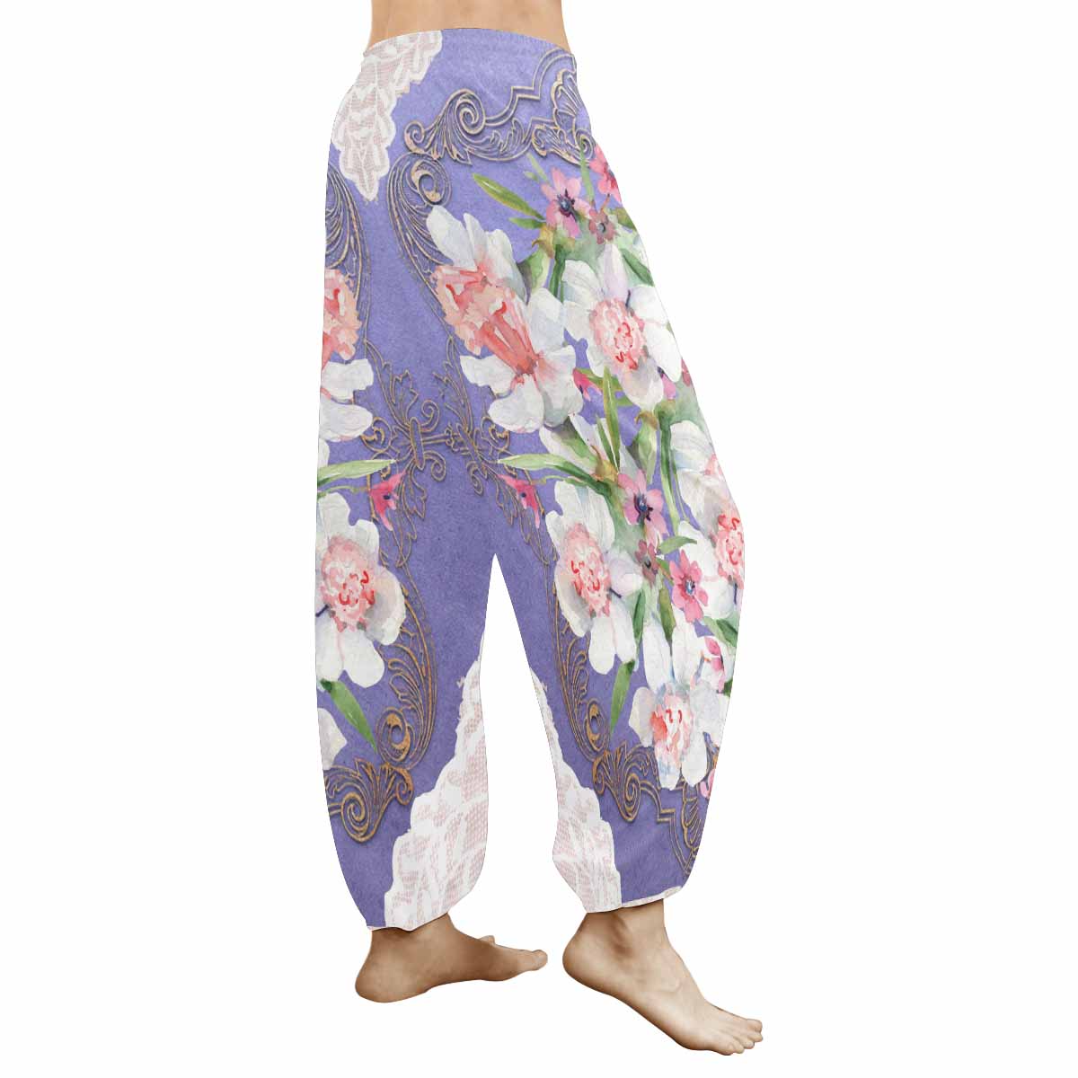 Victorian lace print Haram pants, loose comfy pants design 47