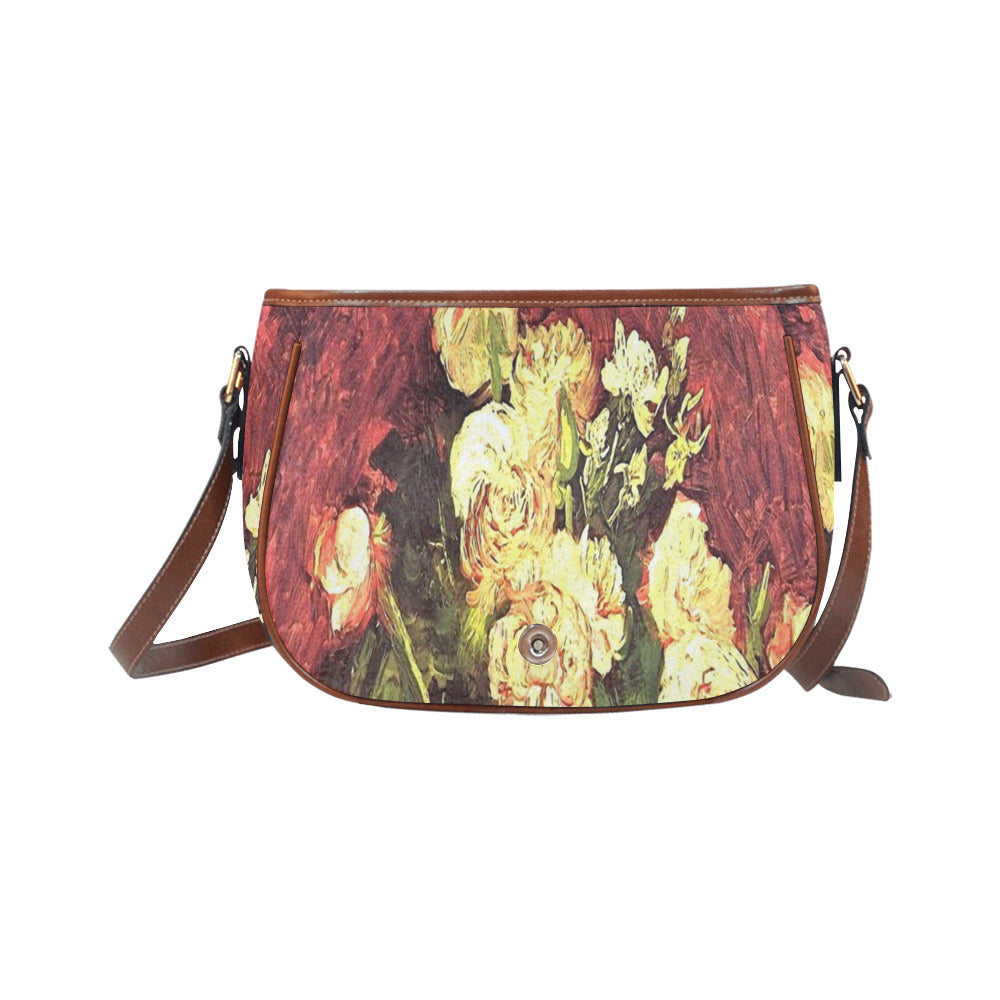 Vintage floral handbag, Design 27 Model 1695341 Saddle Bag/Large (Model 1649)