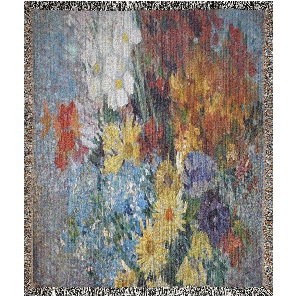 100% cotton Vintage Floral design woven blanket, 50 x 60 or 60 x 80in, Design 41
