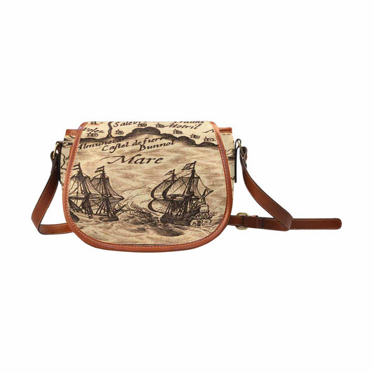 Antique Map design Handbag, saddle bag, Design 25