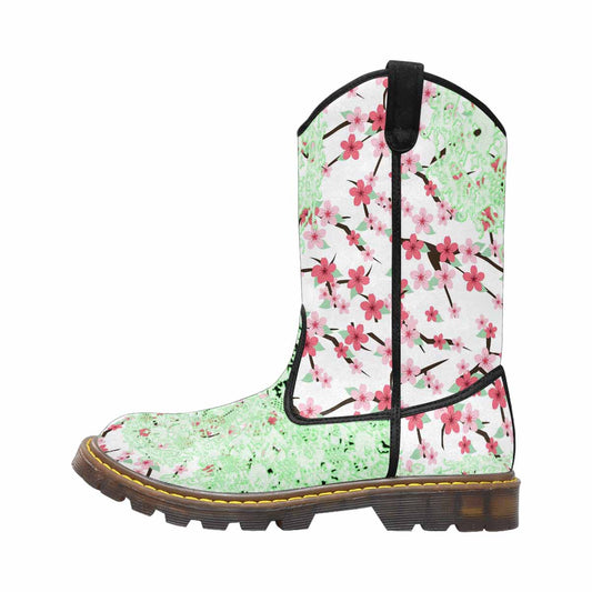 Victorian lace print, western lumber boots, design 10