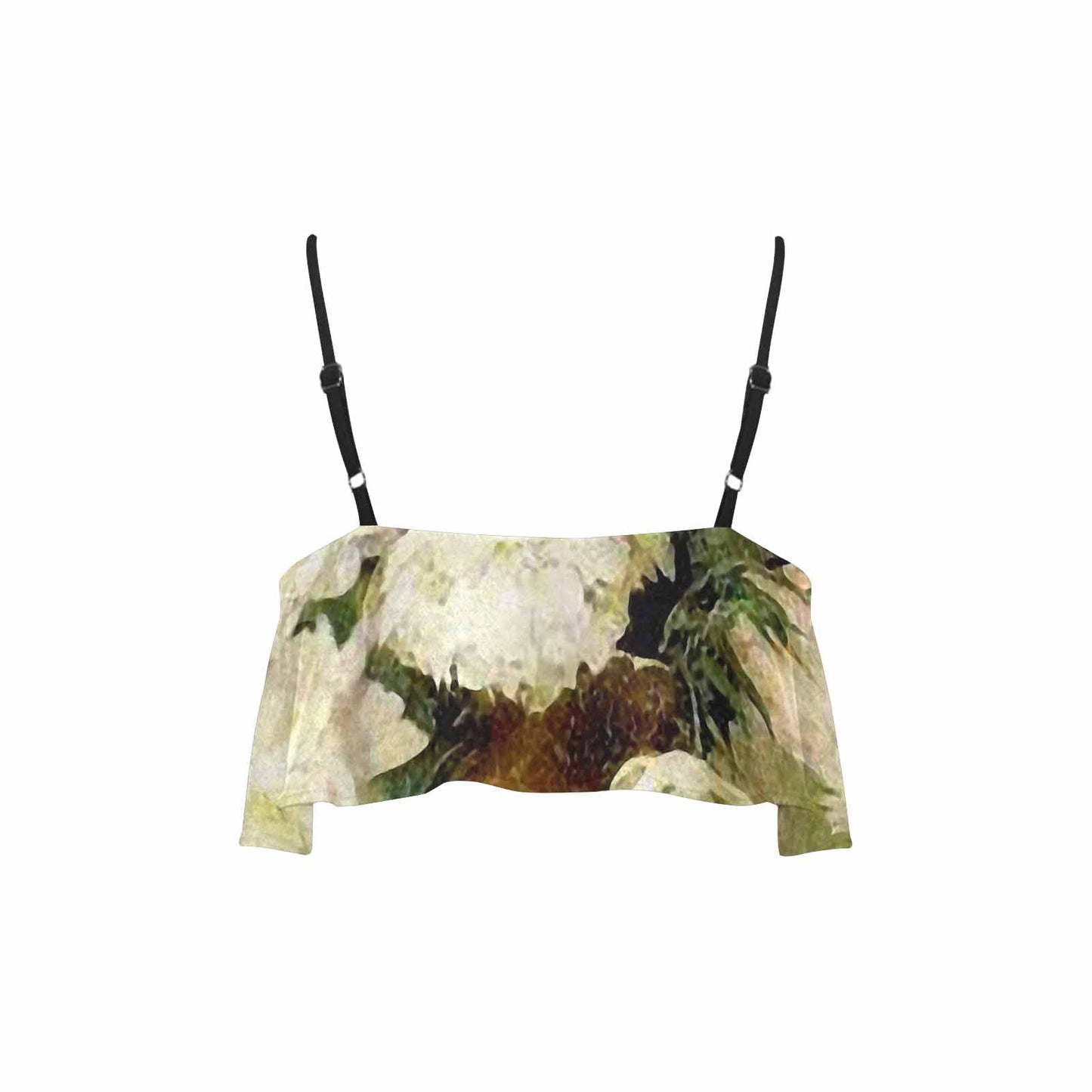 Vintage floral flounce bikini top, Design 35