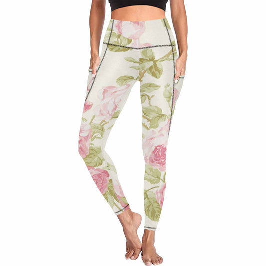 Floral 2, active wear leggings, outside surge, design 13