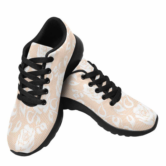 Victorian lace print, womens cute casual or running sneakers, design 16