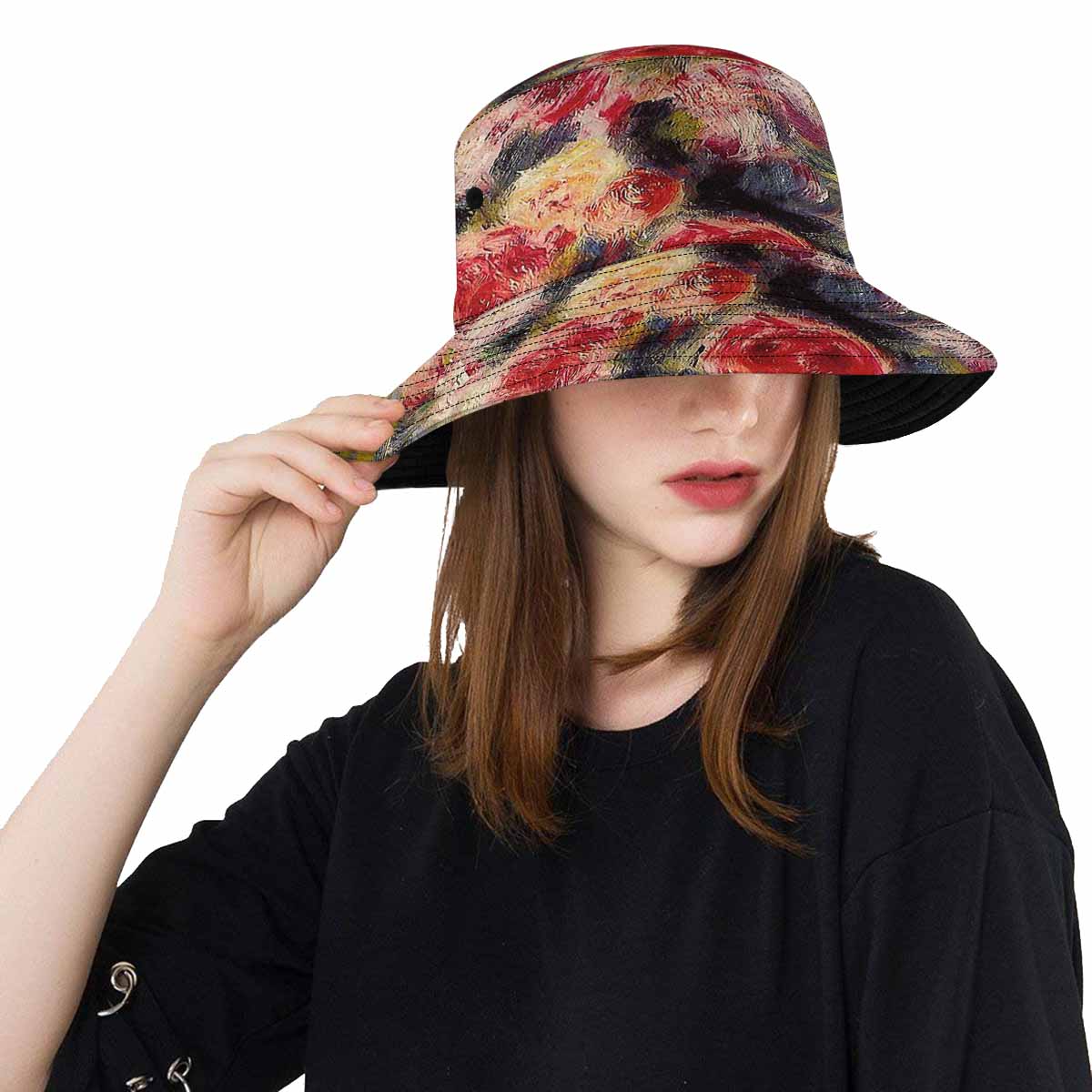 Vintage floral unisex bucket boonie Hat, outdoors hat, Design 26