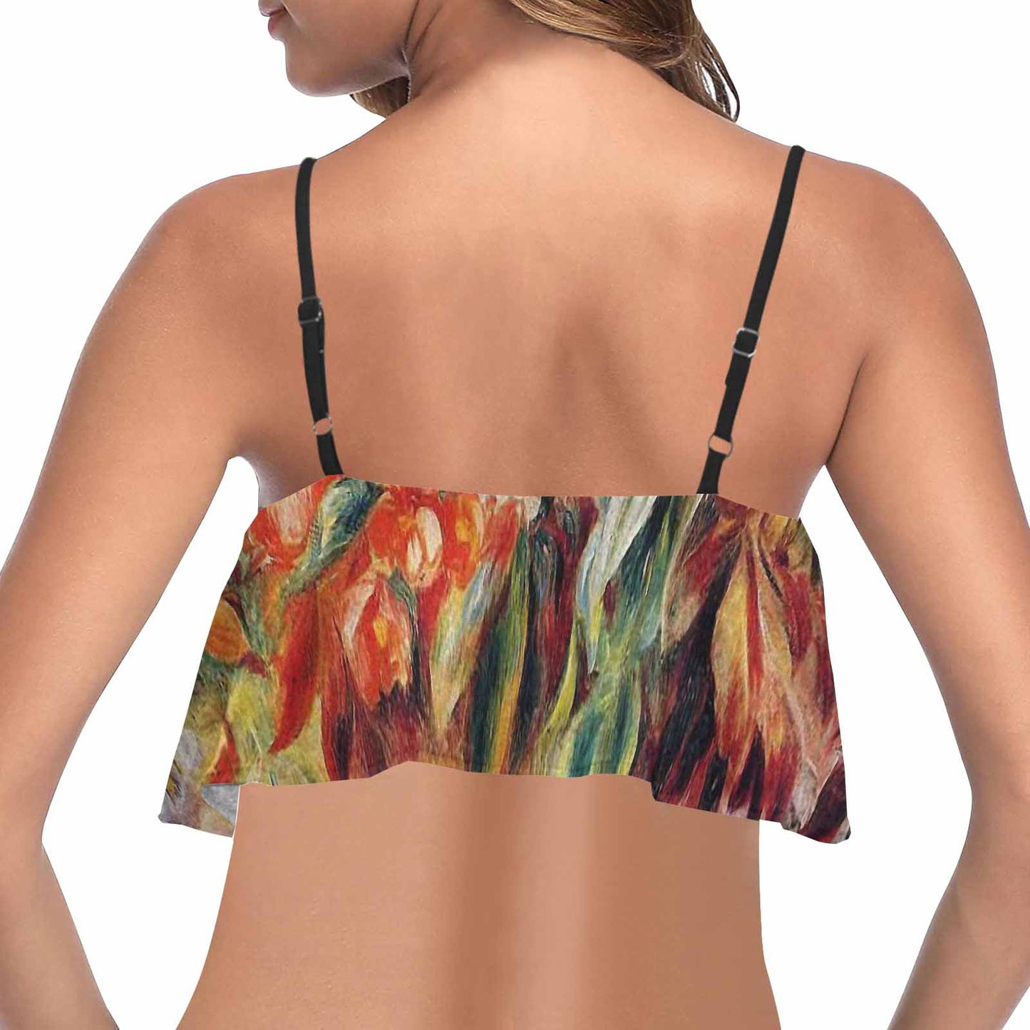 Vintage floral flounce bikini top, Design 19
