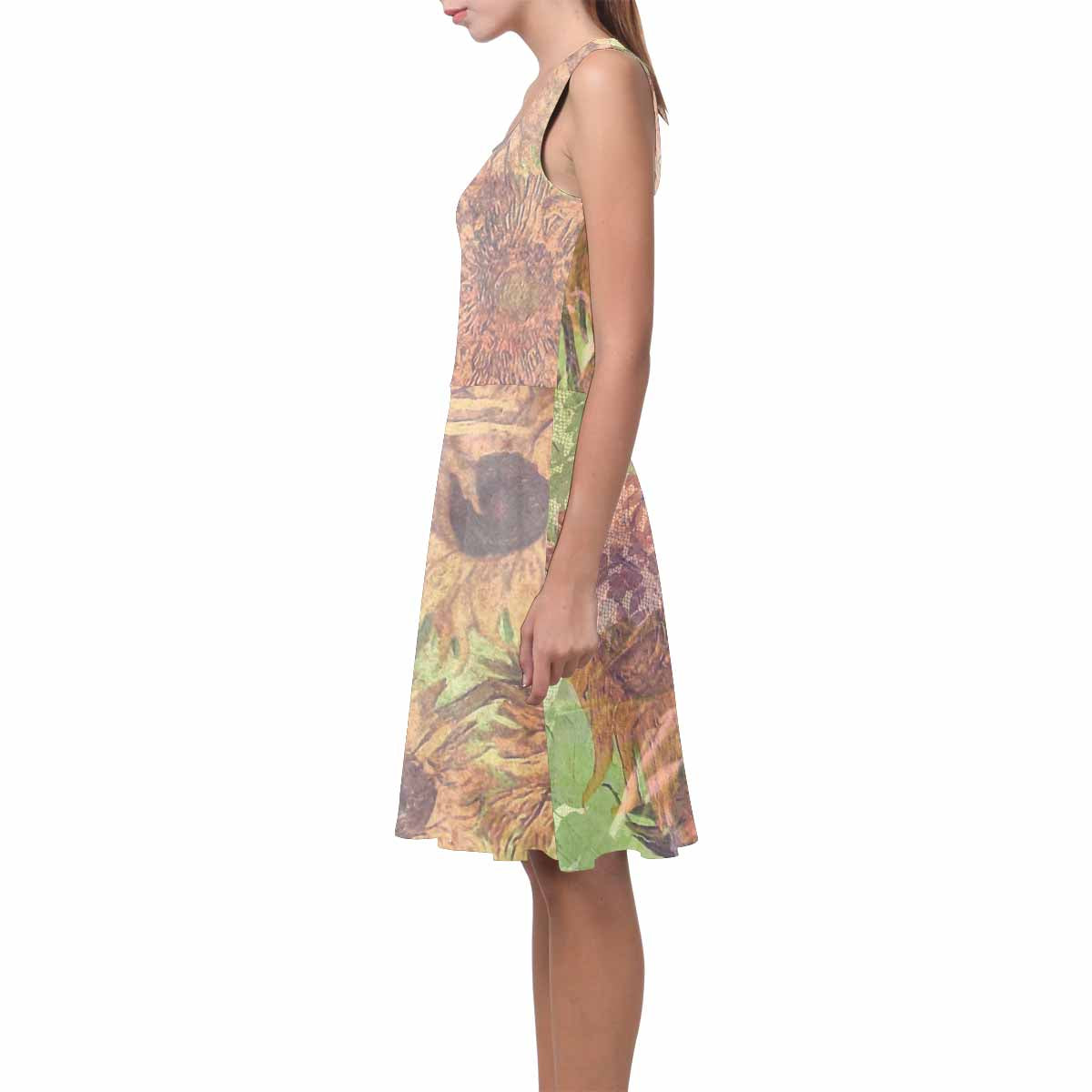 Vintage floral short summer flare dress,  XS to 3XL plus size, model D09534 Design 48xx