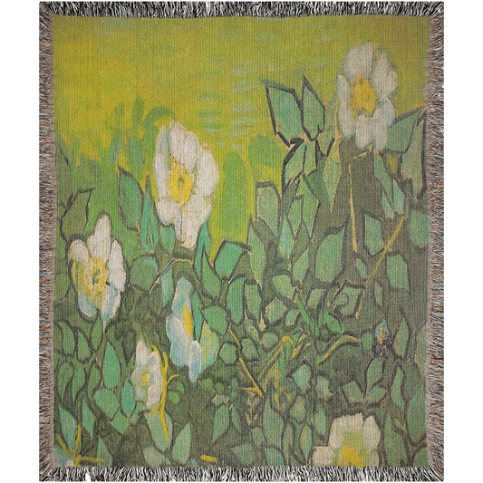 100% cotton Vintage Floral design woven blanket, 50 x 60 or 60 x 80in, Design 01