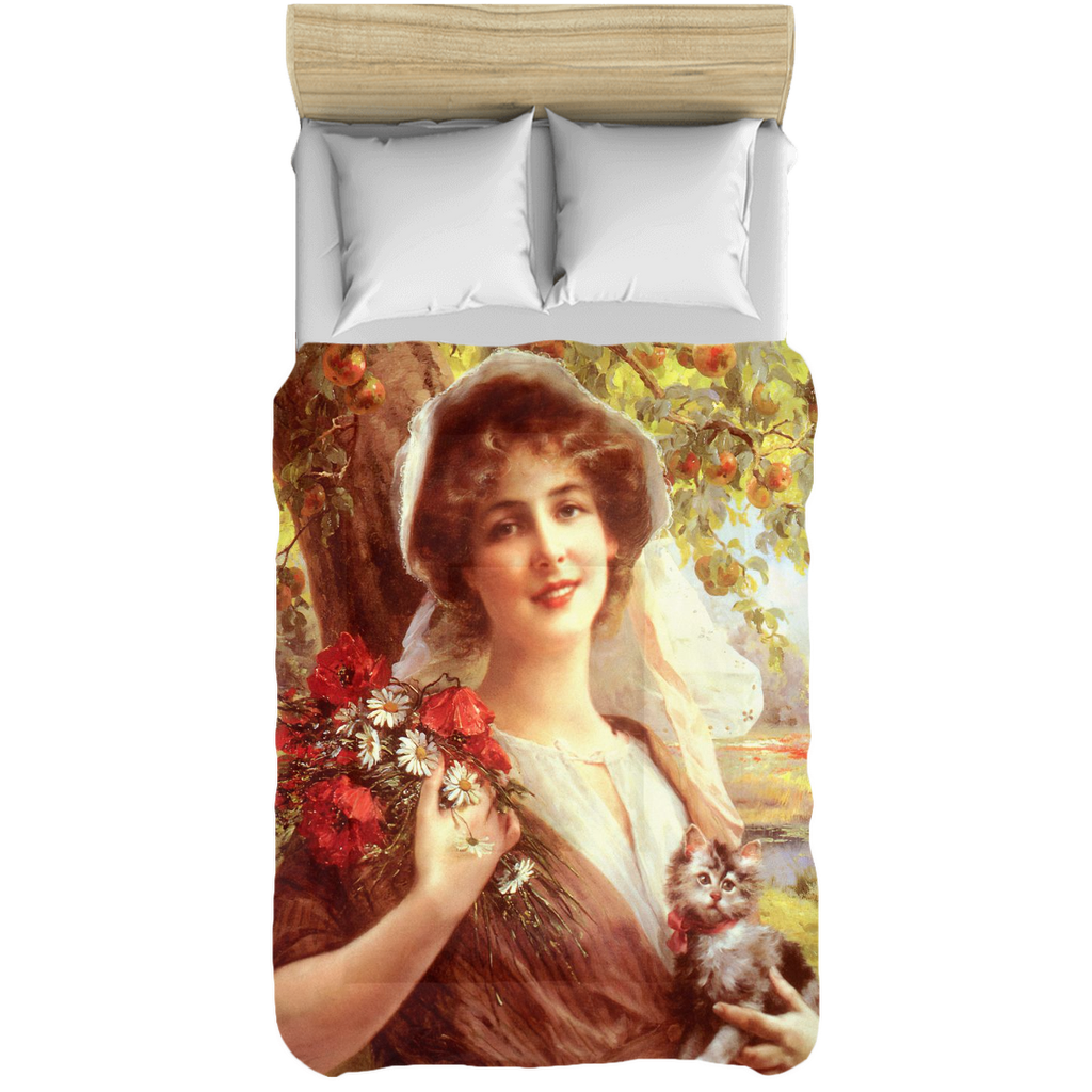 Victorian lady design comforter, twin, twin XL, queen or king, COUNTRY SUMMER