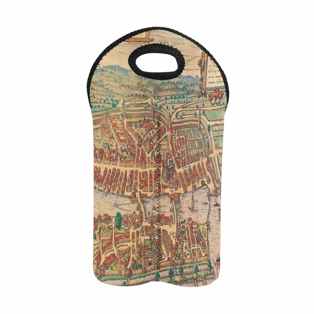 2 Bottle Antique map wine bag,Design 24