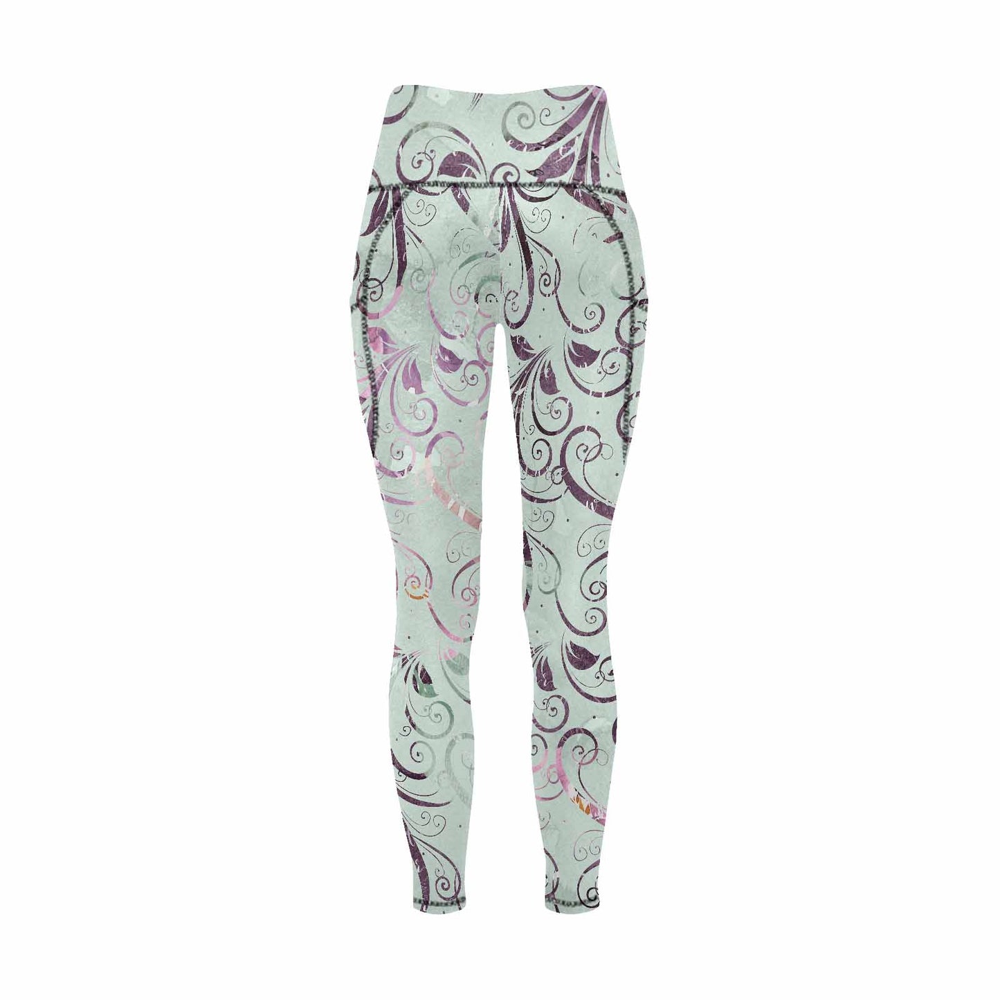 Floral 2, active wear leggings, outside surge, design 44