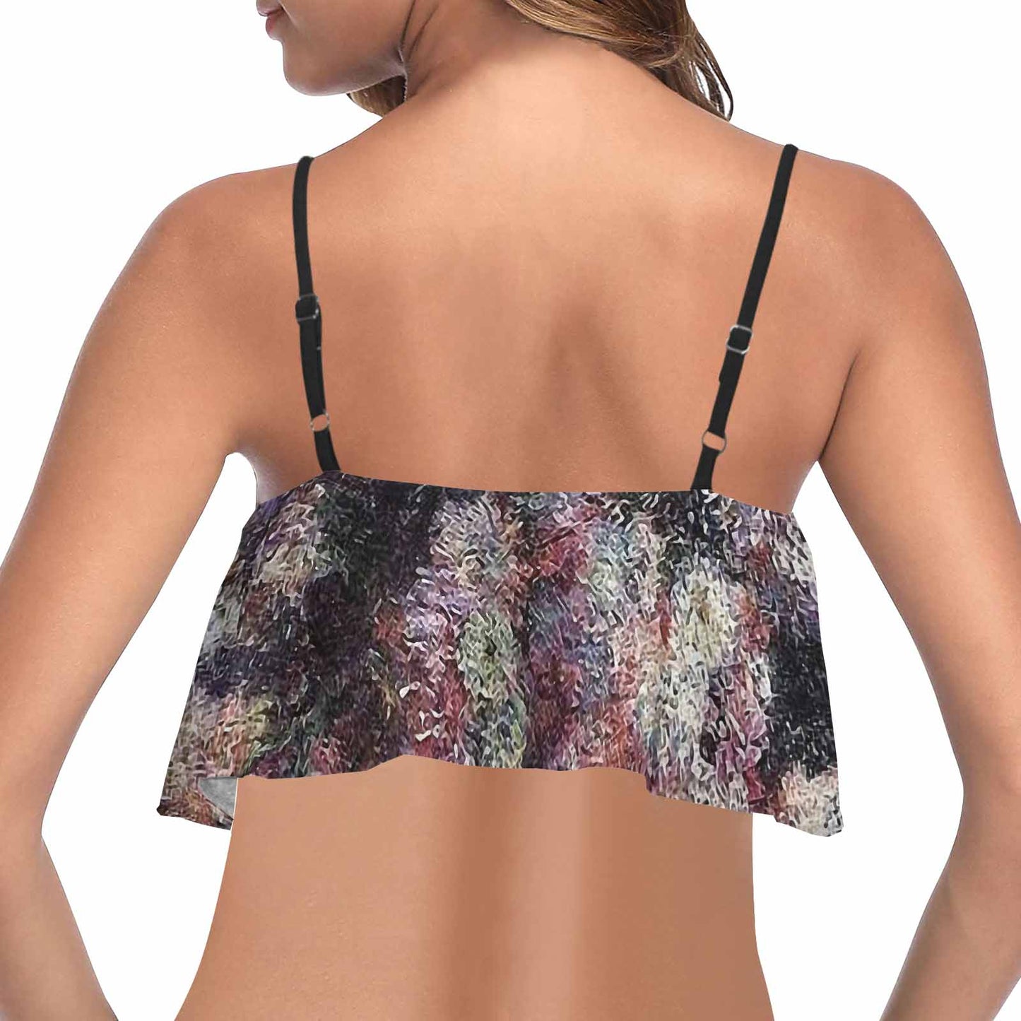Vintage floral flounce bikini top, Design 44