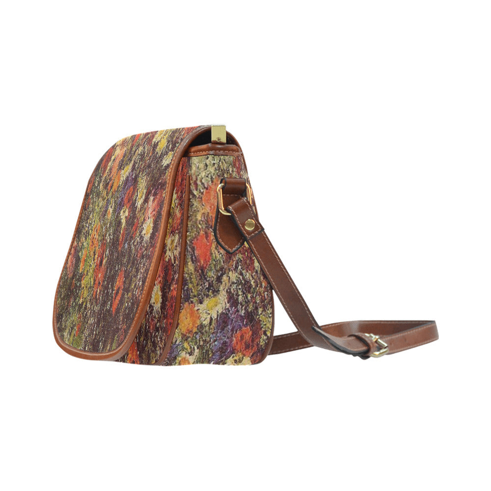 Vintage floral handbag, Design 24 Model 1695341 Saddle Bag/Large (Model 1649)