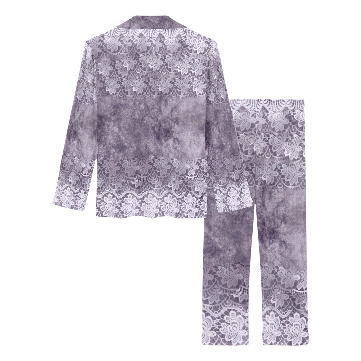 Victorian printed lace pajama set, design 39 Women's Long Pajama Set (Sets 02)