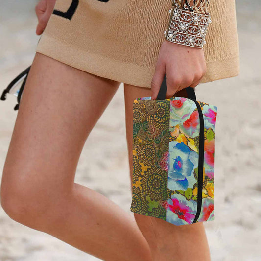 Victorian lace print toiletry comestic bag, design 15