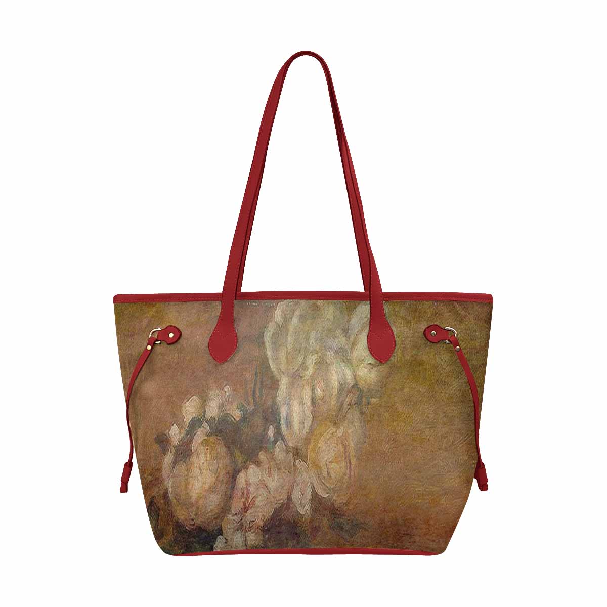 Vintage Floral Handbag, Classic Handbag, Mod 1695361 Design 17, RED TRIM