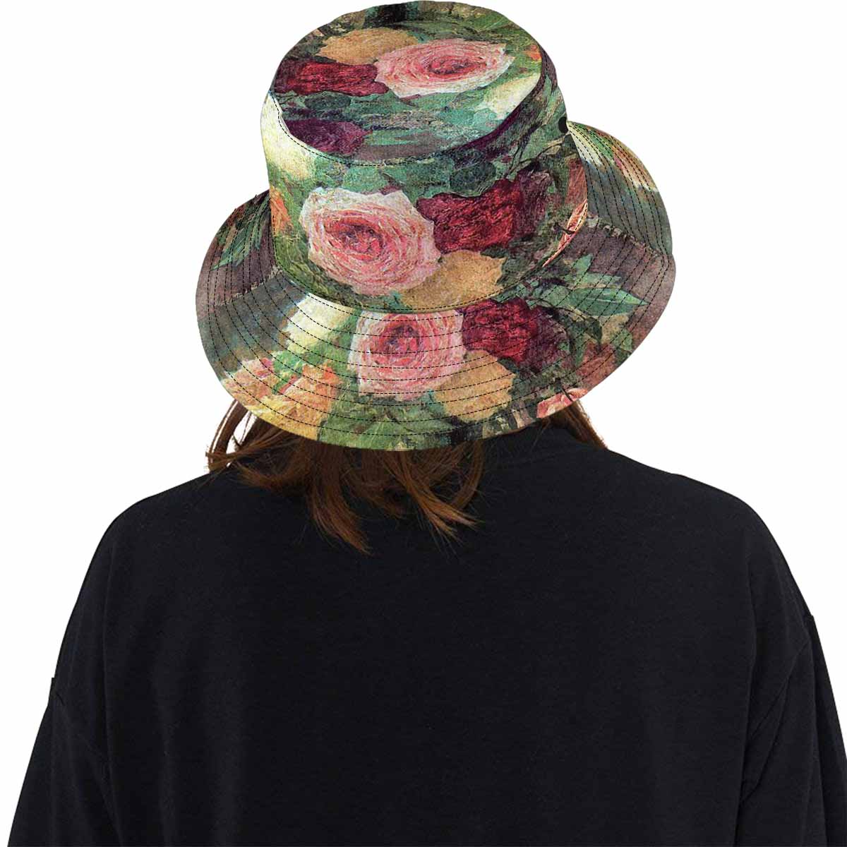 Vintage floral unisex bucket boonie Hat, outdoors hat, Design 29