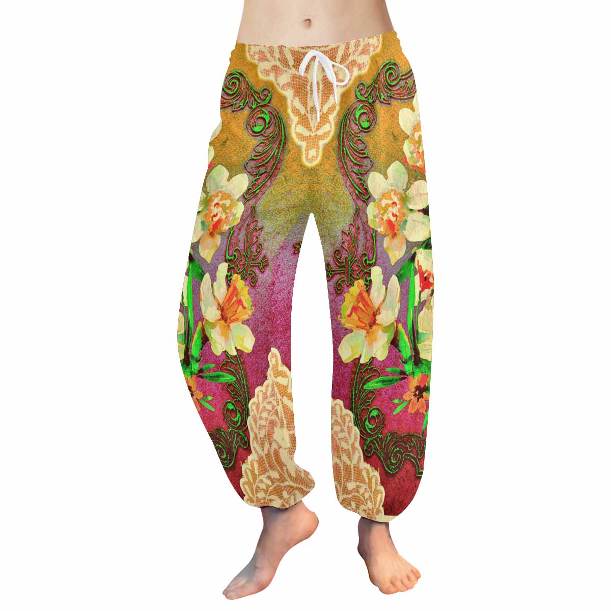 Victorian lace print Haram pants, loose comfy pants design 48