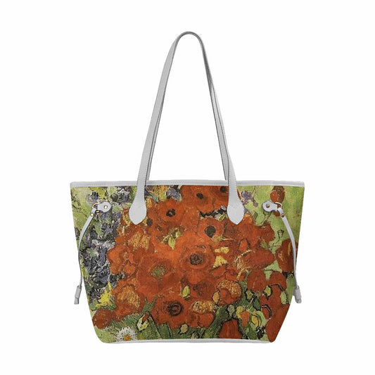 Vintage Floral Handbag, Classic Handbag, Mod 1695361 Design 56 WHITE TRIM