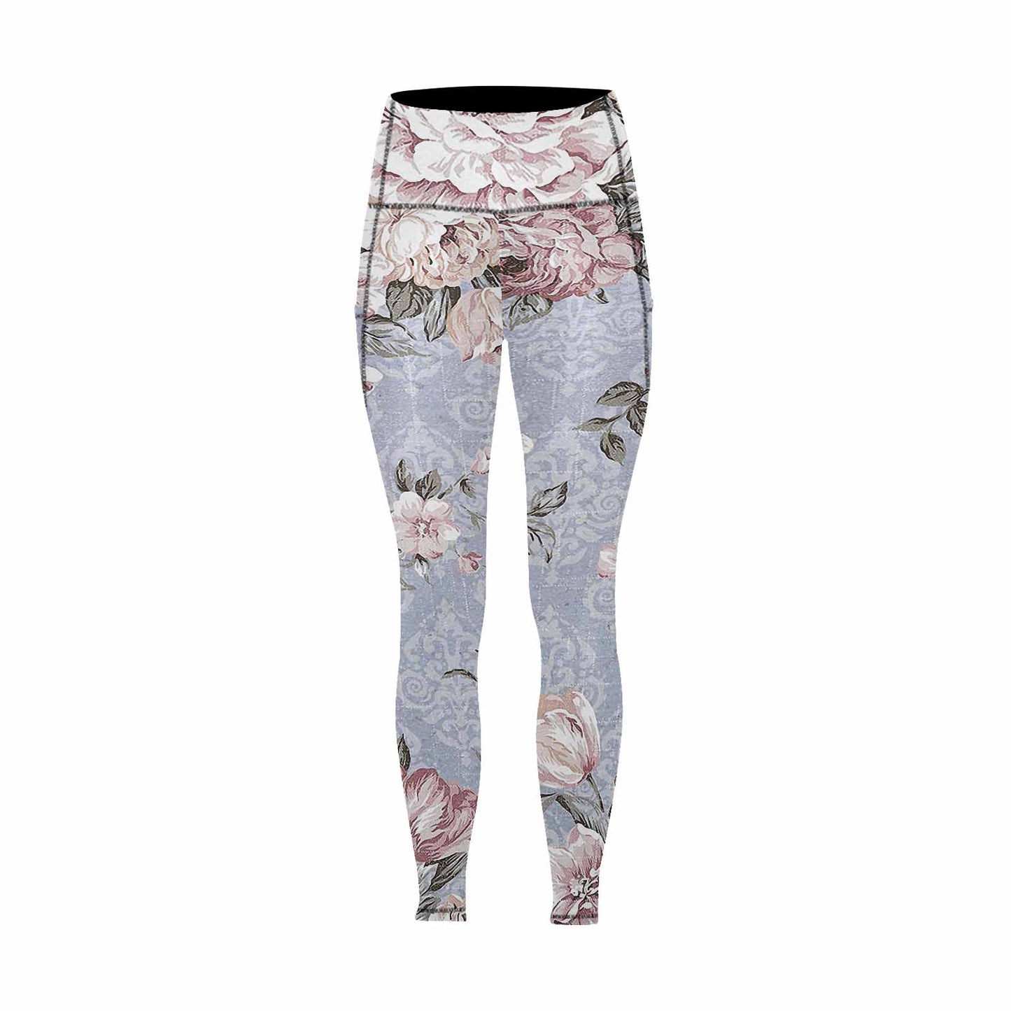 Floral 2, active wear leggings, outside surge, design 24