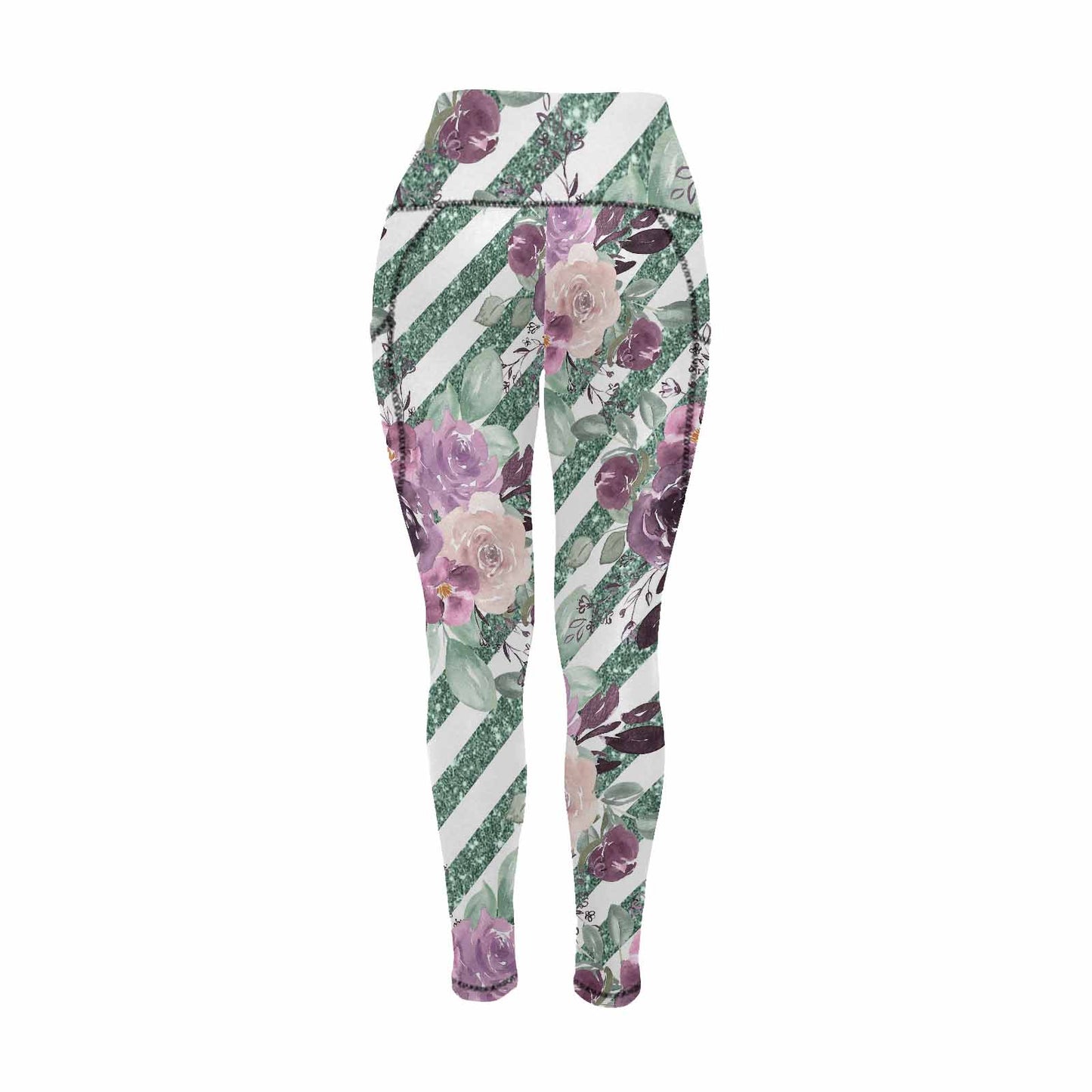 Floral 2, active wear leggings, outside surge, design 35