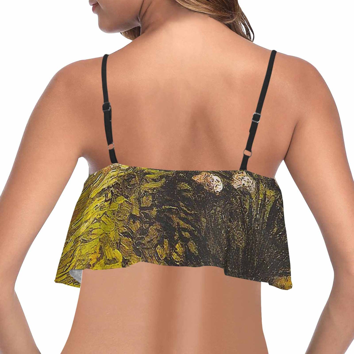 Vintage floral flounce bikini top, Design 05