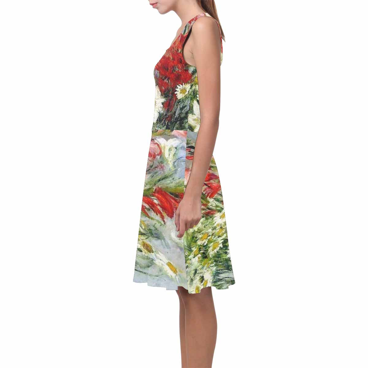 Vintage floral short summer flare dress,  XS to 3XL plus size, model D09534 Design 43
