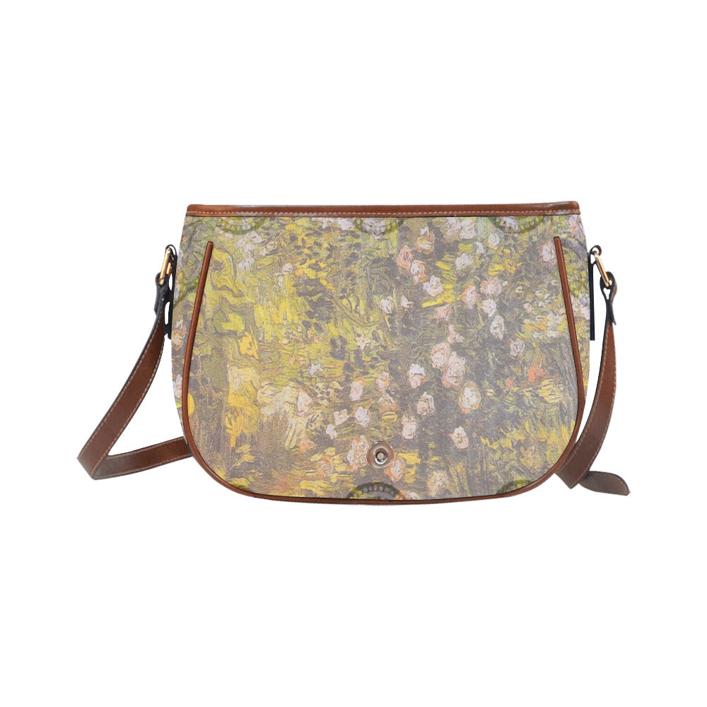 Vintage floral handbag, Design 05x Model 1695341 Saddle Bag/Large (Model 1649)