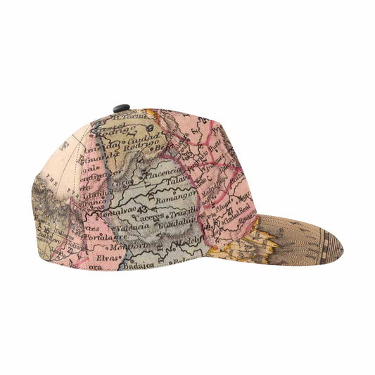 Antique Map design mens or womens deep snapback cap, trucker hat, Design 16