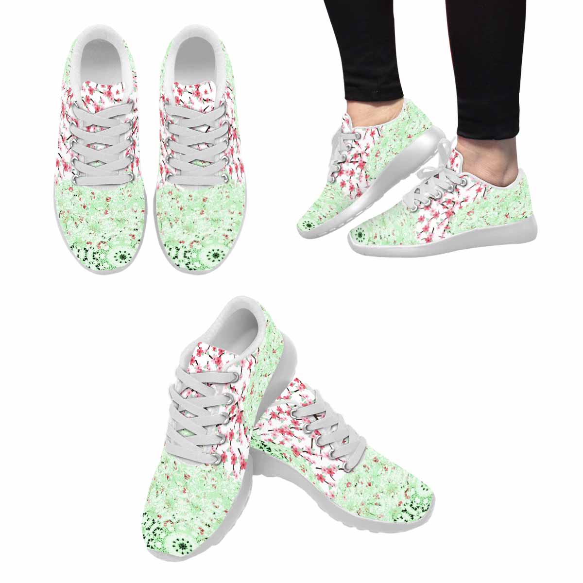Victorian lace print, womens cute casual or running sneakers, design 10