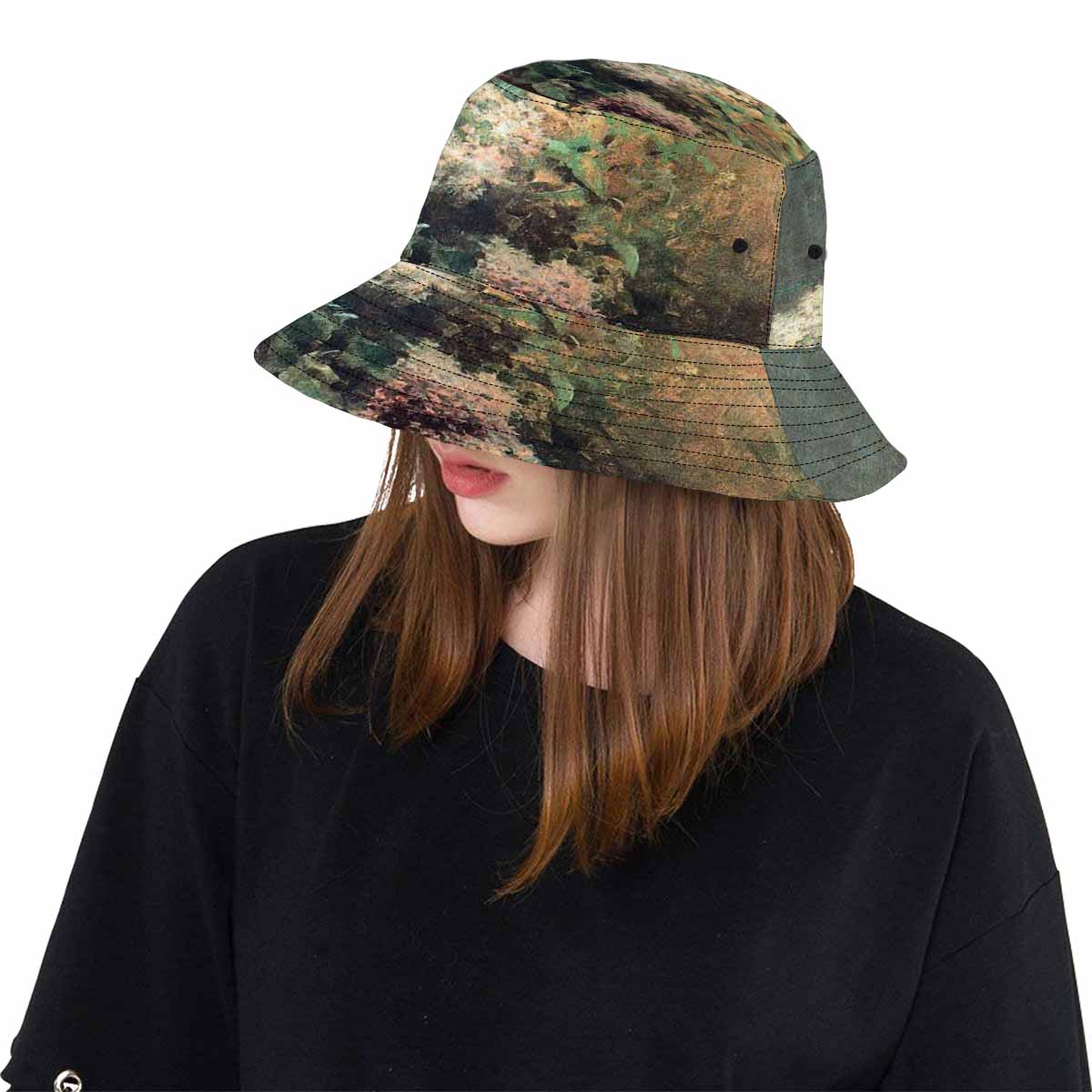 Vintage floral unisex bucket boonie Hat, outdoors hat, Design 34
