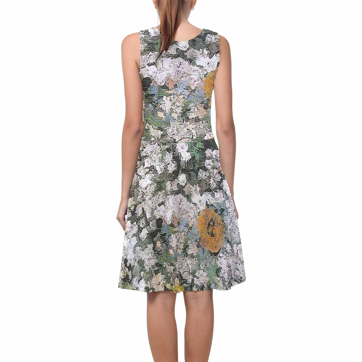 Vintage floral short summer flare dress,  XS to 3XL plus size, model D09534 Design 07