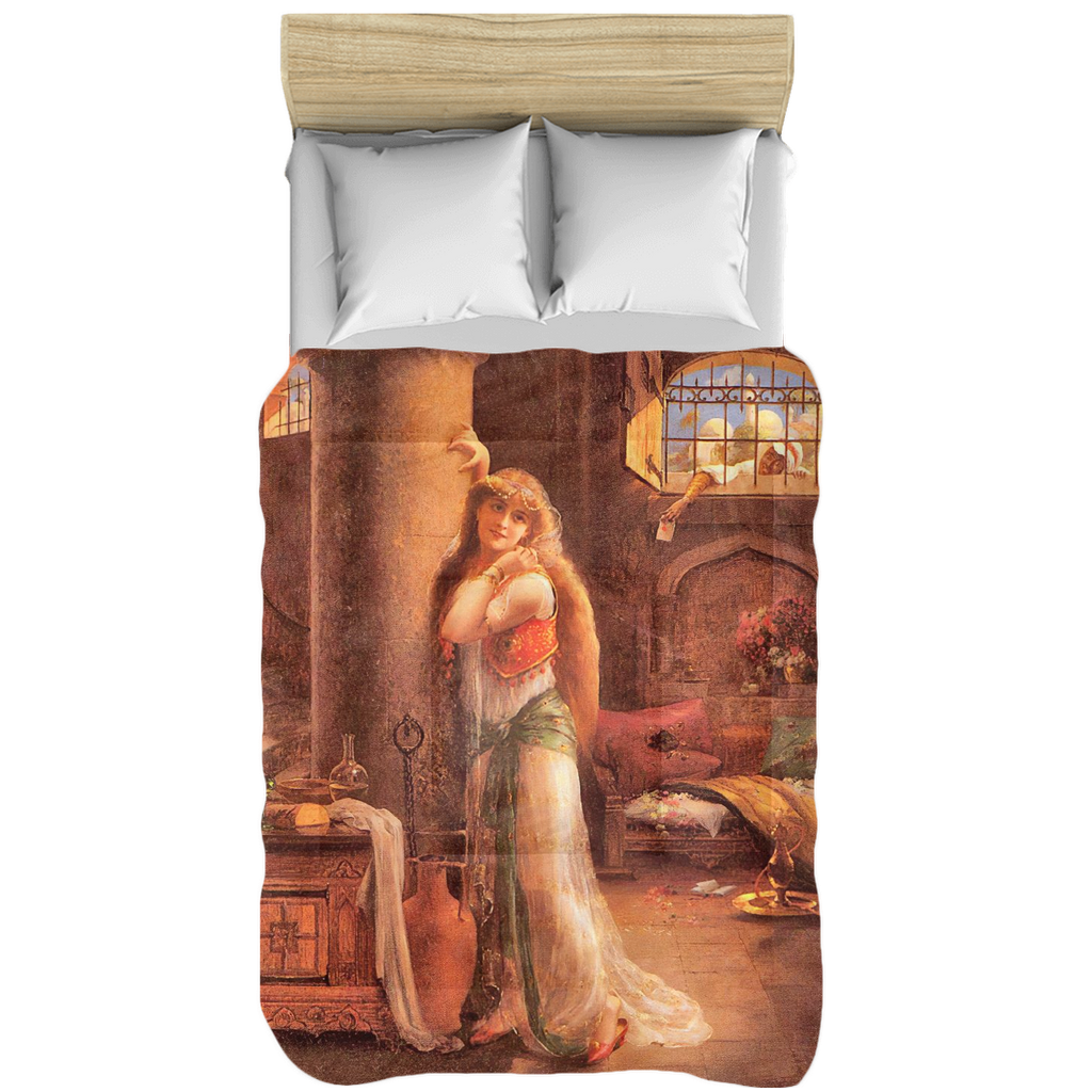 Victorian lady design comforter, twin, twin XL, queen or king, The Secret Message