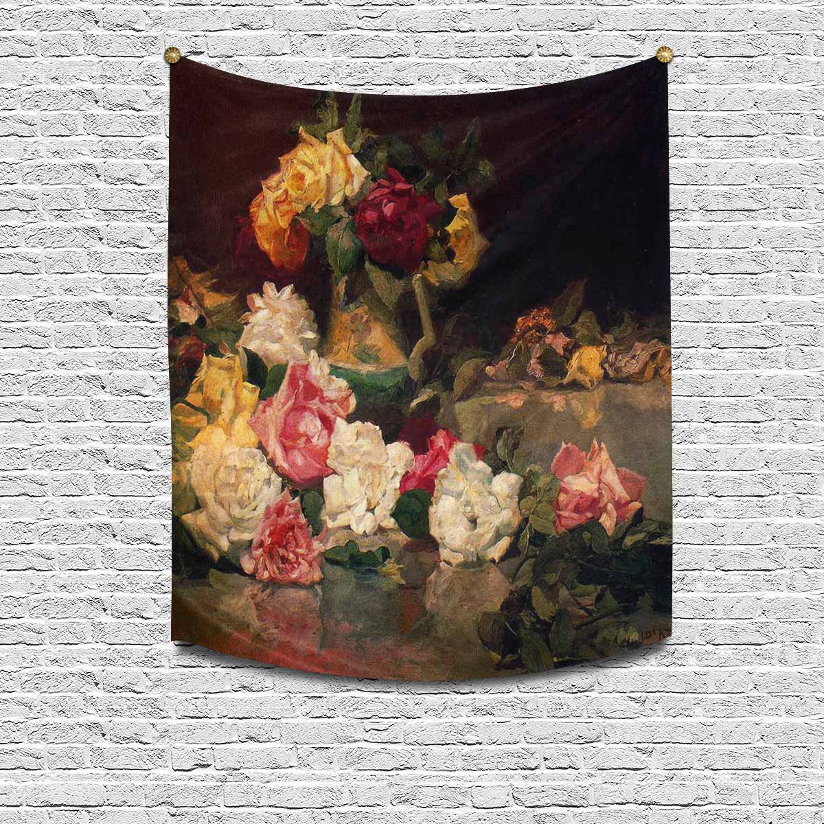 Vintage floral TAPESTRY, MEDIUM 51 in X 60 in, Design 37 C26