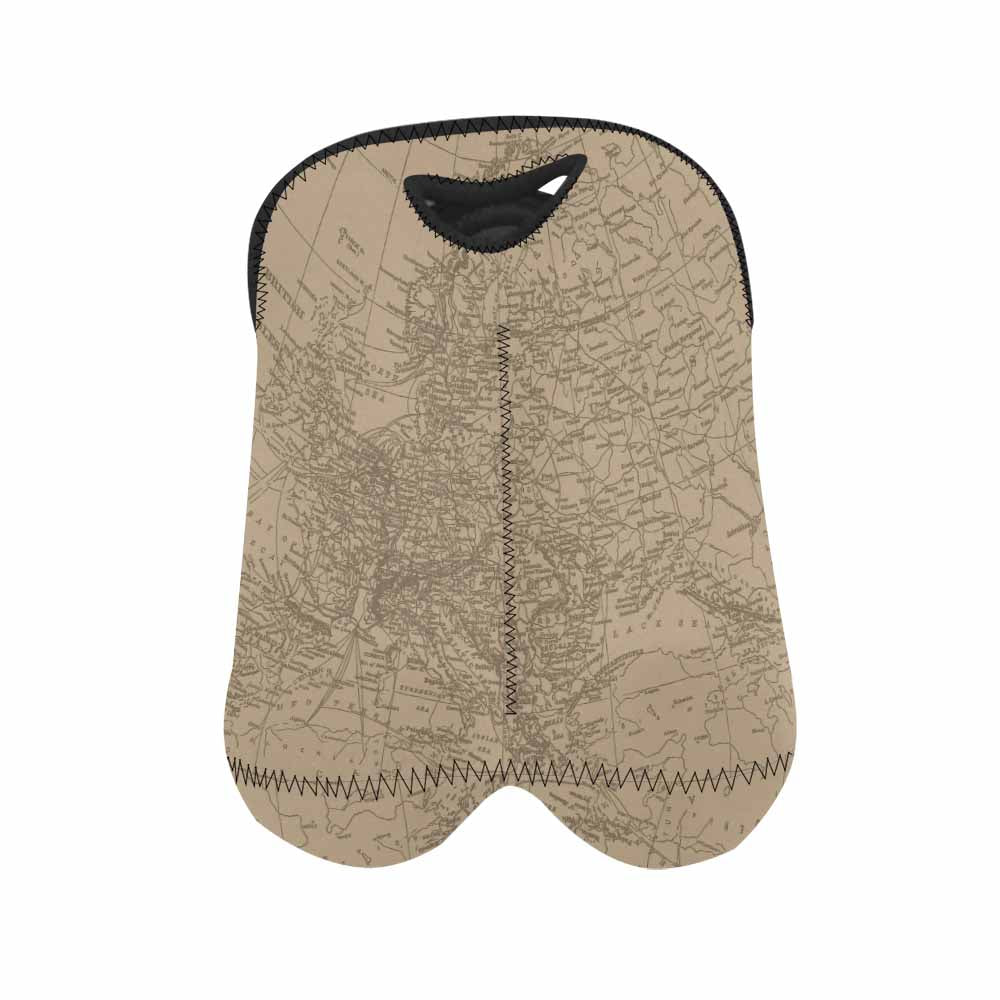 2 Bottle Antique map wine bag,Design 54