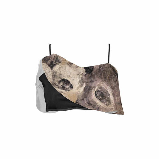 Vintage floral flounce bikini top, Design 16