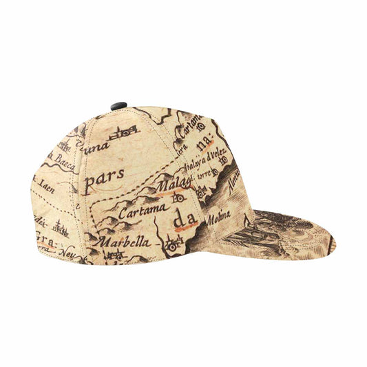 Antique Map design mens or womens deep snapback cap, trucker hat, Design 25