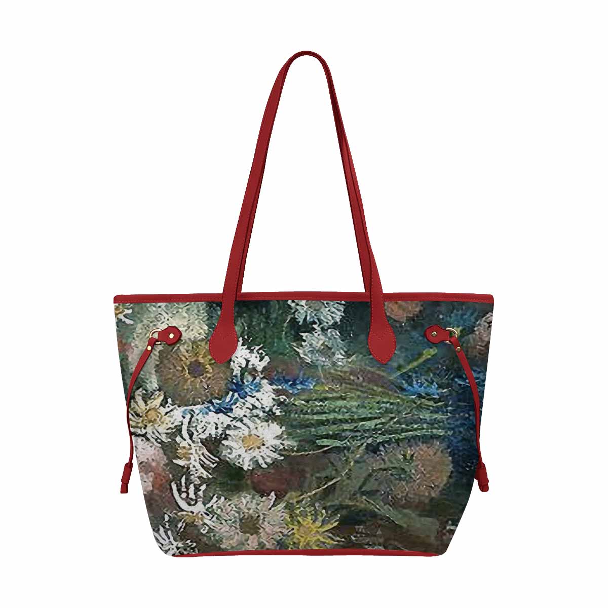 Vintage Floral Handbag, Classic Handbag, Mod 1695361 Design 52 RED TRIM