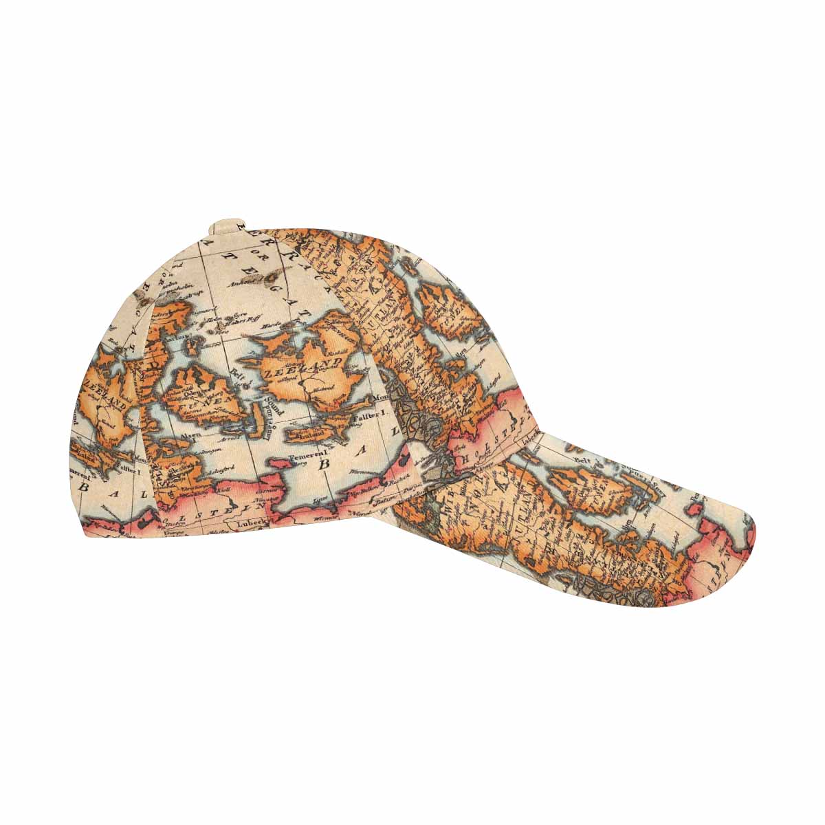 Antique Map design dad cap, trucker hat, Design 34