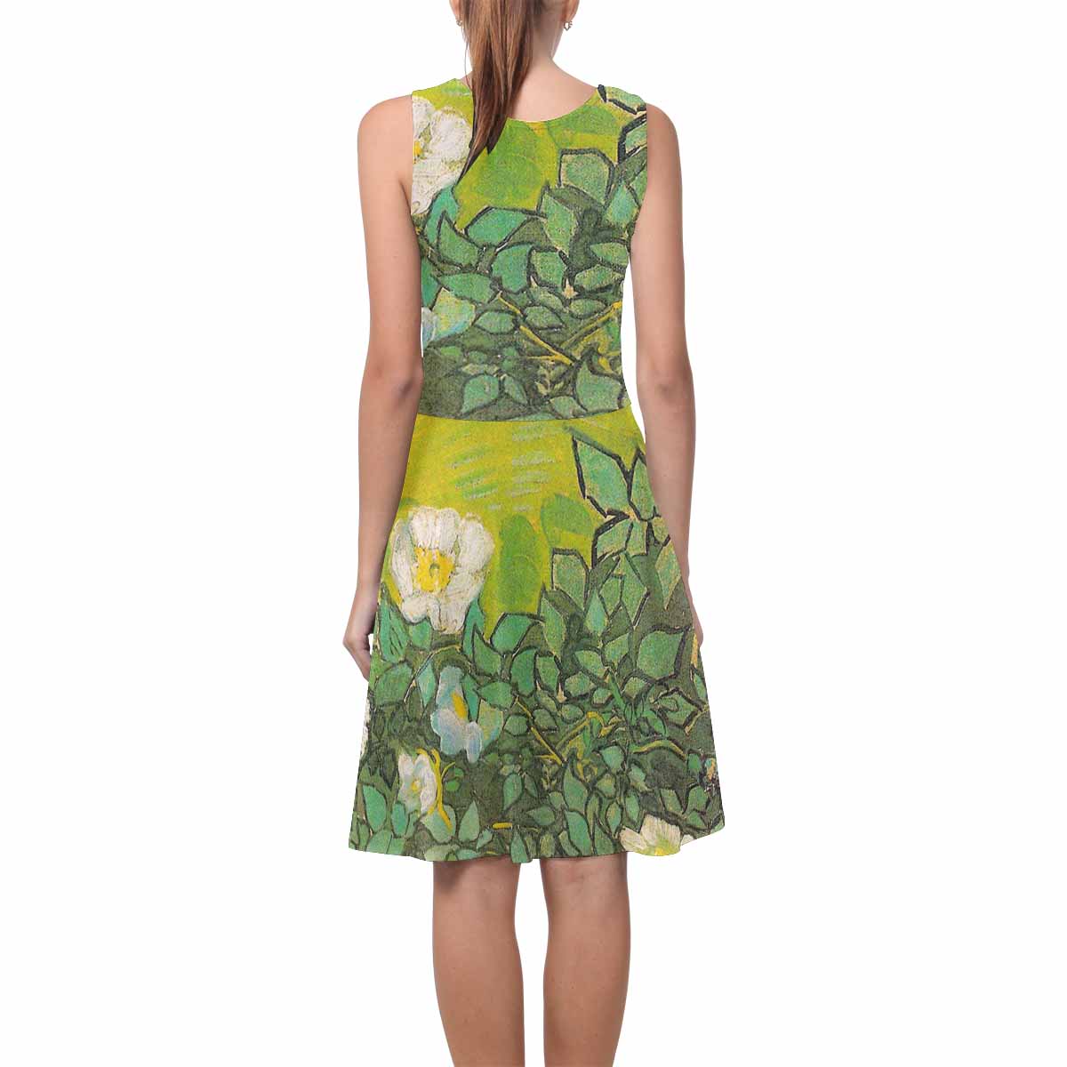 Vintage floral short summer flare dress,  XS to 3XL plus size, model D09534 Design 01