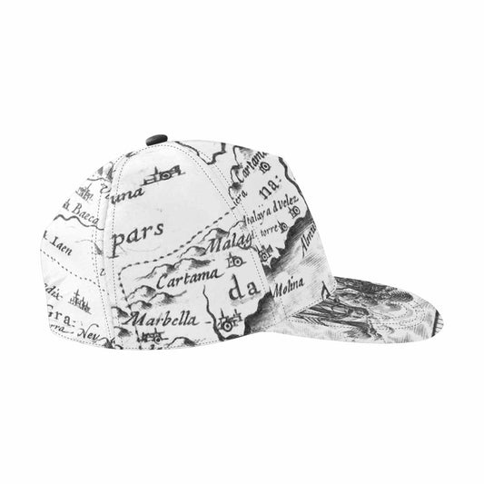 Antique Map design mens or womens deep snapback cap, trucker hat, Design 23