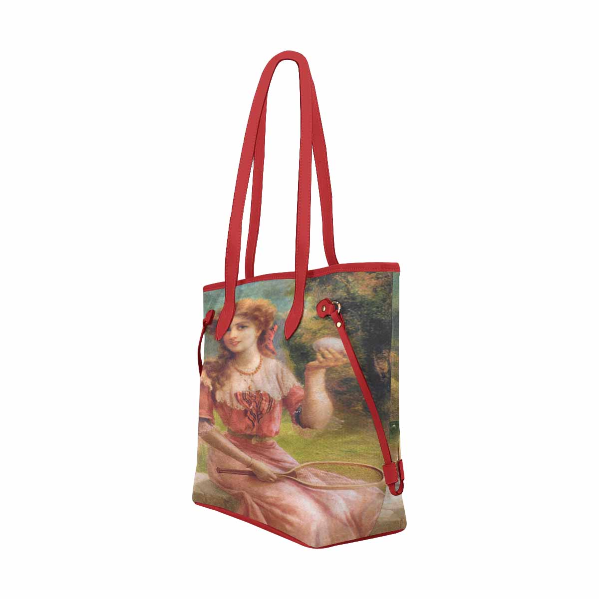 Victorian Lady Design Handbag, Model 1695361, Tennis Anyone, RED TRIM