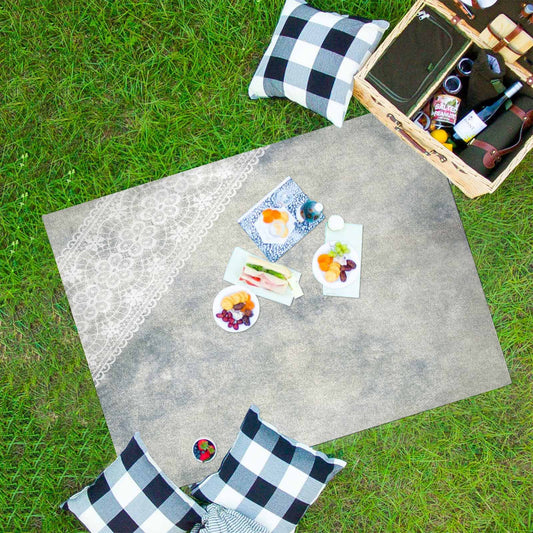 Victorian lace print waterproof picnic mat, 69 x 55in, design 36