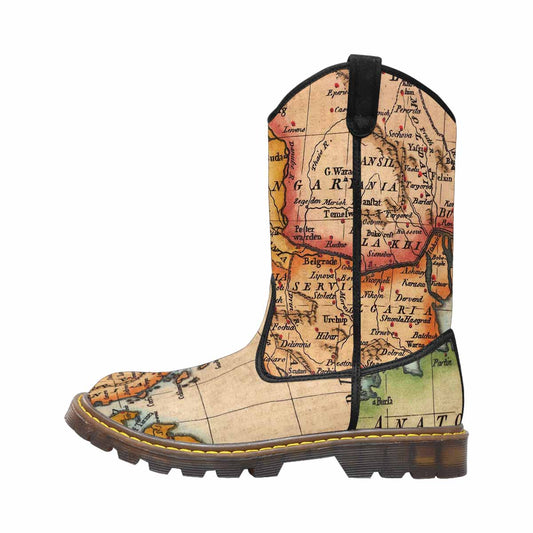 Antique Map design womens western lumber boots, Design 22
