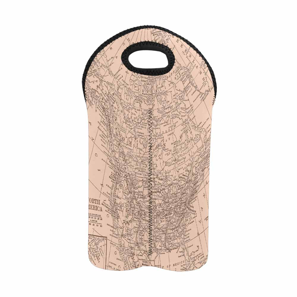 2 Bottle Antique map wine bag,Design 53