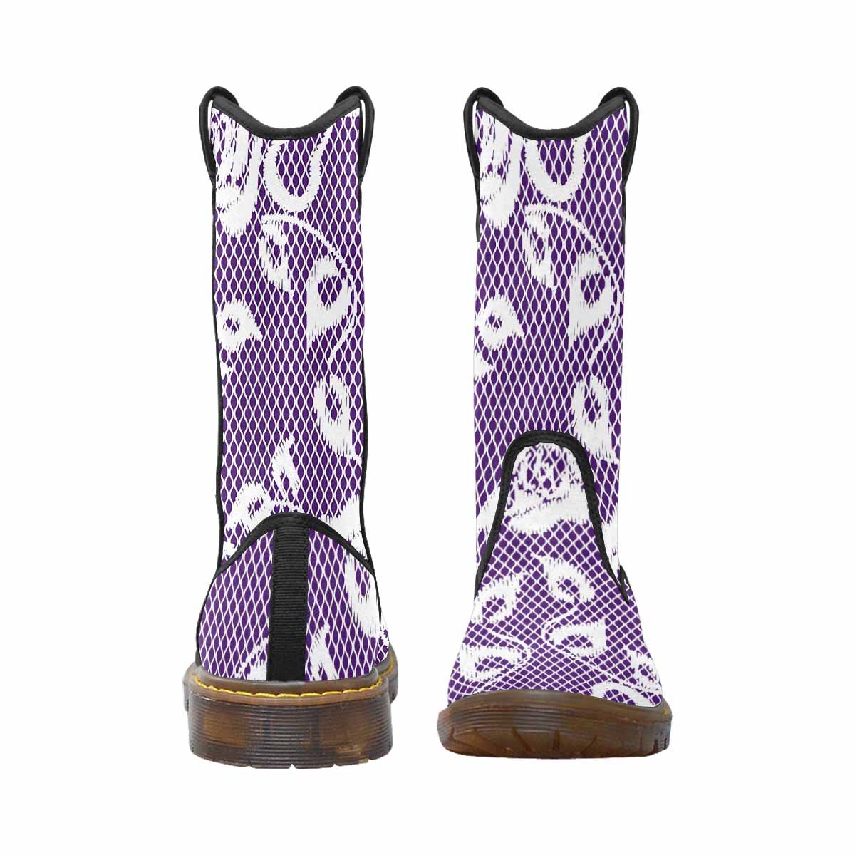 Victorian lace print, western lumber boots, design 18