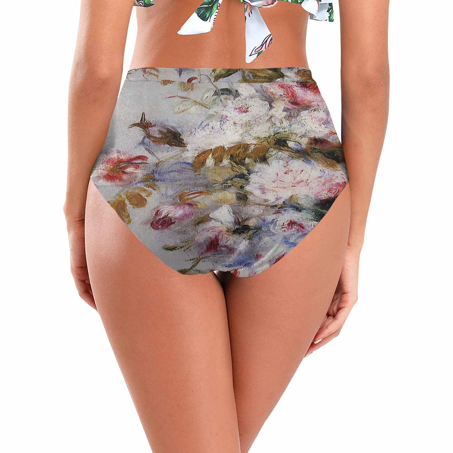 Vintage floral High waist bikini bottom, Design 12